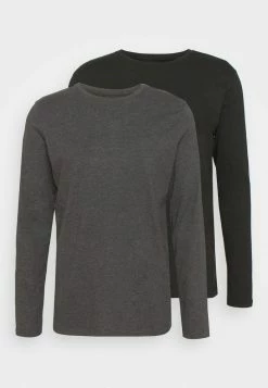 Pier One 2 PACK - Long Sleeved Top - Dark Grey/black -Pier One Shop 007c88127656457c8f19869283e98031
