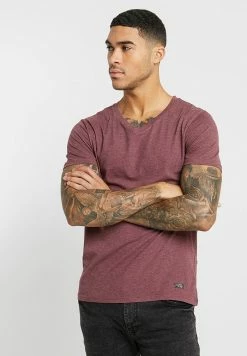 Pier One Basic T-shirt - Mottled Bordeaux