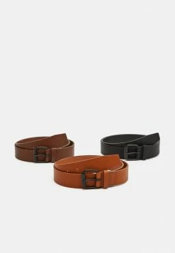 Pier One 3 PACK - Belt - Black/brown/cognac