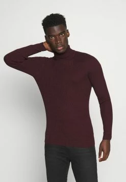 Pier One MUSCLE FIT TURTLE - Jumper - Mottled Bordeaux