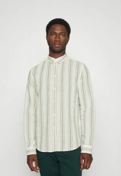 Pier One COTTON / LINEN STRIPES - Shirt - White/green