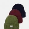 Pier One UNISEX 3 PACK - Beanie - Dark Blue/khaki/bordeaux