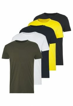Pier One 5 PACK - Basic T-shirt - Olive/ White/ Navy /yellow /black -Pier One Shop 1b9164789150411d82264f1147f53451