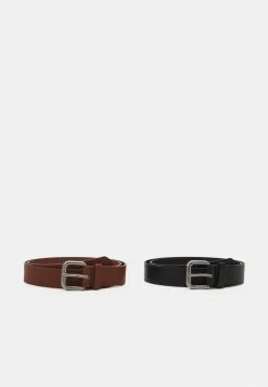 Pier One UNISEX 2 PACK - Belt - Cognac/black