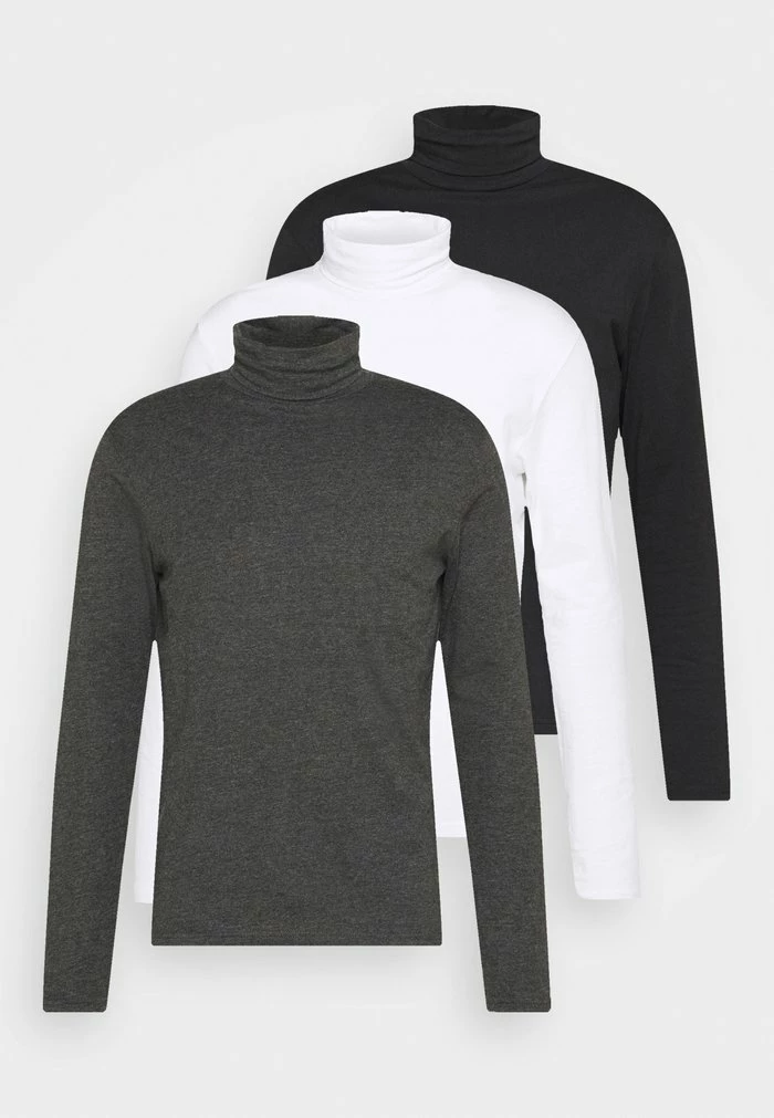 Pier One 3 PACK - Long Sleeved Top - Black/dark Grey/white 8 Pier One 3 PACK - Long Sleeved Top - Black/dark Grey/white - Image 8
