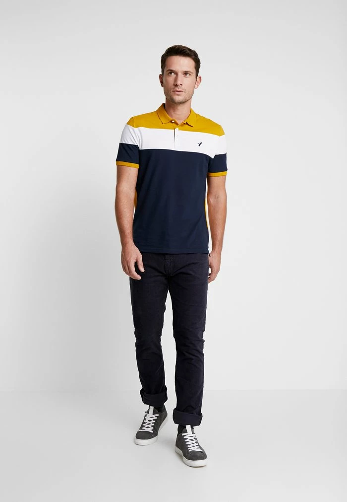 Pier One Polo Shirt - Dark Blue/mustard 2 Pier One Polo Shirt - Dark Blue/mustard - Image 2