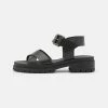 Pier One LEATHER - Sandals - Black