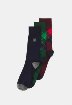 Pier One 3 PACK - Socks - Bordeaux/dark Blue/green