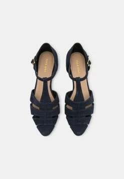 Pier One LEATHER - Ankle Strap Ballet Pumps - Dark Blue -Pier One Shop 2f9f9630780b434cb655fcad9b9f3049