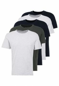 Pier One 5 PACK - Basic T-shirt - Dark Blue/grey/khaki -Pier One Shop 325cf046ffc64432affa66ab60fd39f6
