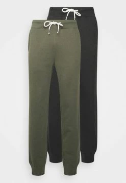 Pier One 2er PACK - Tracksuit Bottoms - Olive/black