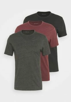 Pier One 3 PACK - Basic T-shirt - Black/mottled Dark Grey/bordeaux -Pier One Shop 3a3d359b577841e6a576172d8b53126f