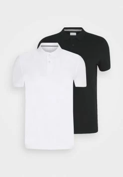 Pier One 2 PACK - Polo Shirt - White/black