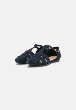 Pier One LEATHER - Ankle Strap Ballet Pumps - Dark Blue -Pier One Shop 3f12a00b3e8a4998b930f40f2dbada5c