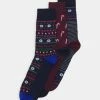 Pier One 3 PACK - Socks - Dark Blue/bordeaux/red