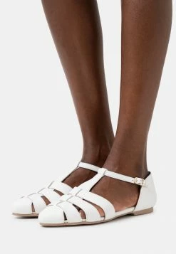 Pier One LEATHER - Ankle Strap Ballet Pumps - White