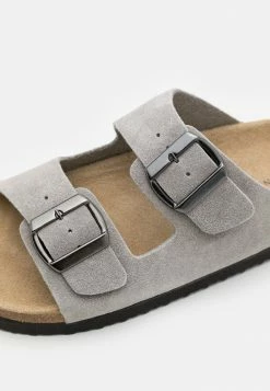 Pier One LEATHER UNISEX - Mules - Grey -Pier One Shop 6b071714d1514b7cbade5fbfdf5bc6fc