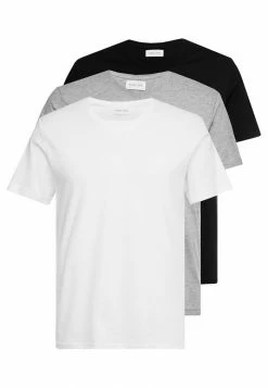 Pier One 3 PACK - Basic T-shirt - White/black/light Grey -Pier One Shop 6bfa49ac23d34d11869dc6bfe2e89626