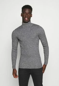 Pier One MUSCLE FIT TURTLE - Jumper - Mottled Grey