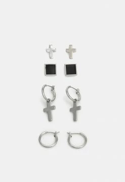 Pier One UNISEX 4 PACK - Earrings - Silver-coloured