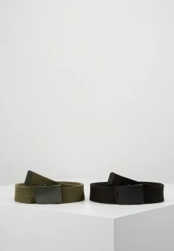 Pier One UNISEX 2 PACK - Belt - Oliv/black
