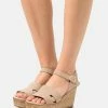 Pier One LEATHER - Platform Sandals - Beige