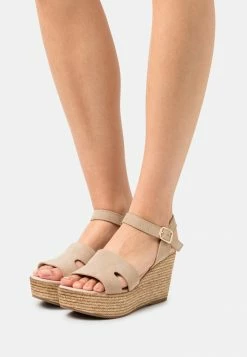Pier One LEATHER - Platform Sandals - Beige