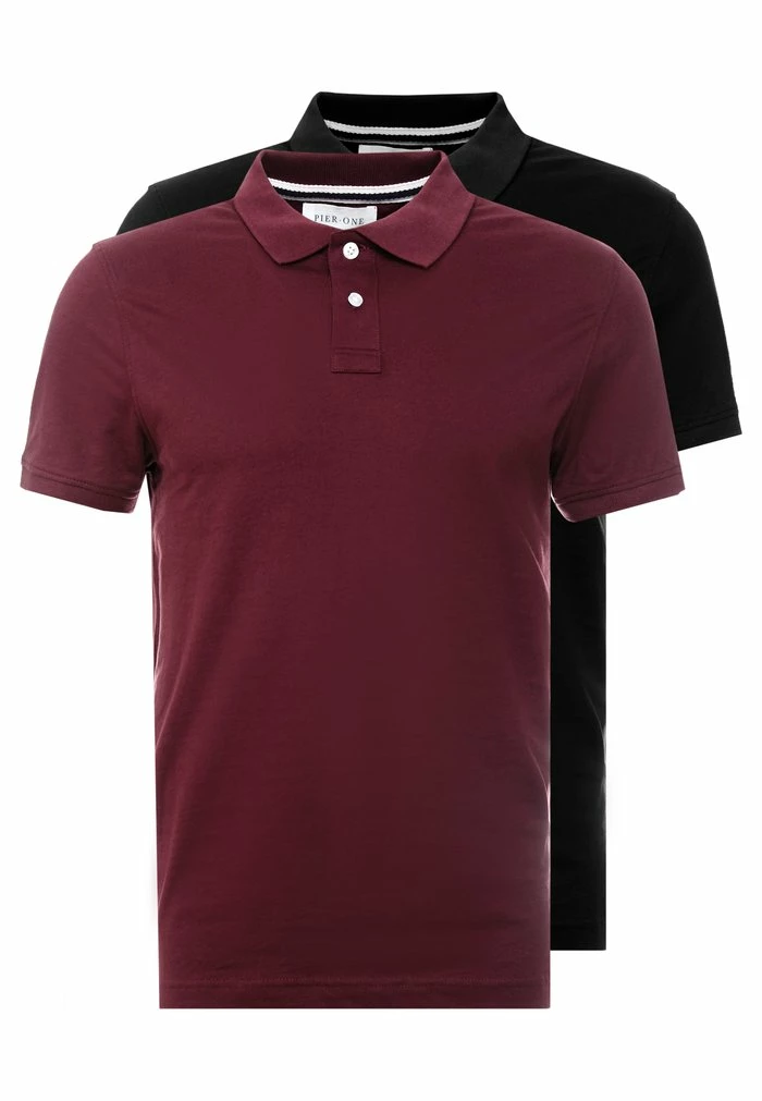 Pier One 2 PACK - Polo Shirt - Bordeaux/black 1 Pier One 2 PACK - Polo Shirt - Bordeaux/black