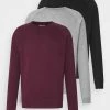 Pier One 3 PACK - Sweatshirt - Bordeaux/black/grey