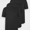 Pier One 3 PACK - Basic T-shirt - Black