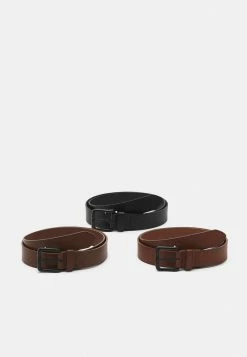 Pier One 3 PACK UNISEX - Belt - Black/brown /cognac