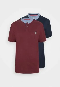 Pier One 2 PACK - Polo Shirt - Dark Blue/bordeaux