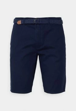Pier One CHINOS WITH BELT - Shorts - Dark Blue