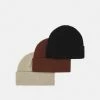 Pier One 3 PACK UNISEX - Beanie - Black/beige/brown