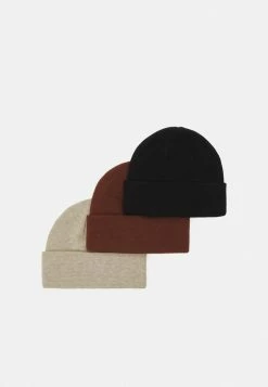 Pier One 3 PACK UNISEX - Beanie - Black/beige/brown