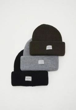 Pier One UNISEX 3 PACK - Beanie - Black/grey/khaki