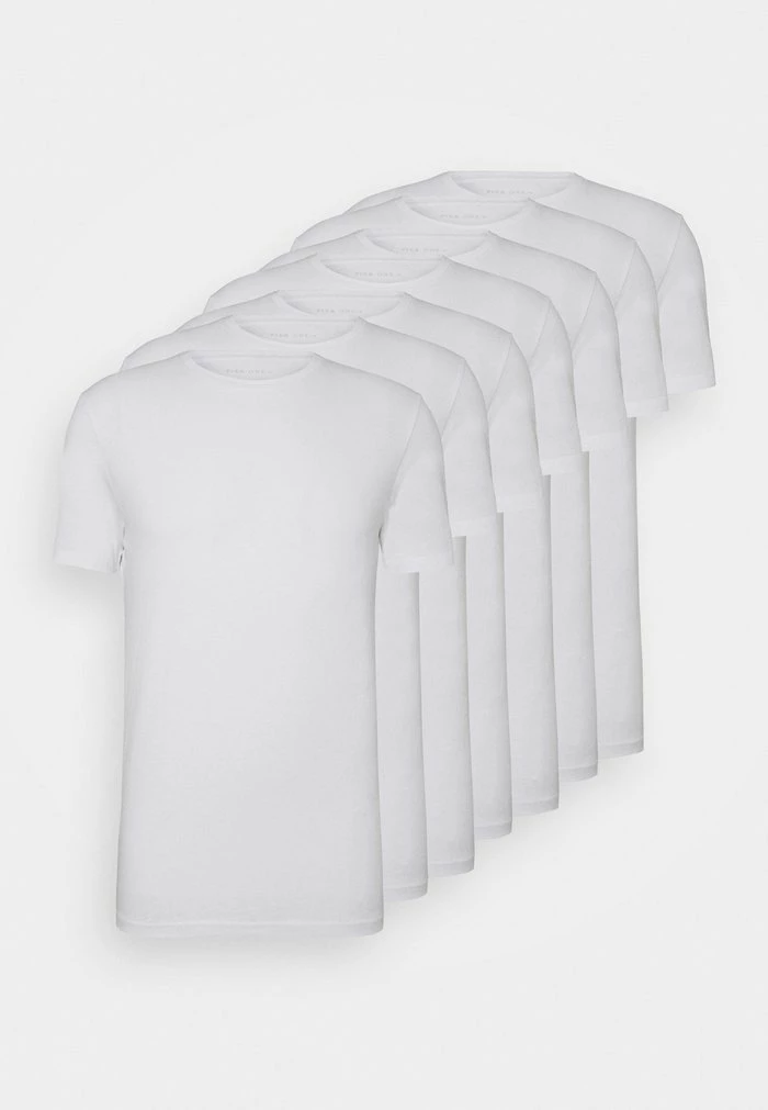 Pier One 7 PACK - Basic T-shirt - White 1 Pier One 7 PACK - Basic T-shirt - White
