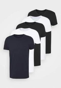 Pier One 5 PACK - Basic T-shirt - White/black -Pier One Shop 99f27047b43e496b989230e319ac7a64