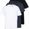 Pier One 3 PACK - Basic T-shirt - Black/white/blue