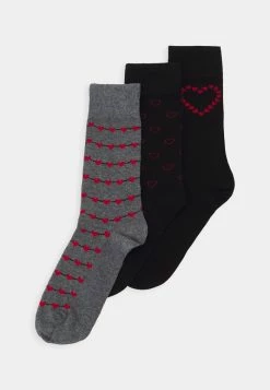 Pier One VALENTINES SOCK 3 PACK - Socks - Black/red/mottled Grey