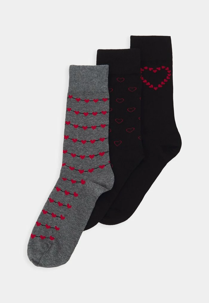 Pier One VALENTINES SOCK 3 PACK - Socks - Black/red/mottled Grey 1 Pier One VALENTINES SOCK 3 PACK - Socks - Black/red/mottled Grey