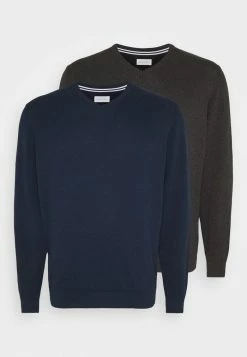 Pier One 2 PACK - Jumper - Dark Blue/mottled Dark Grey