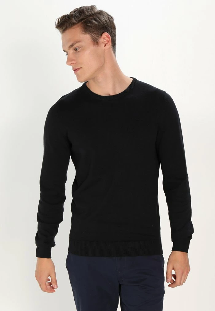 Pier One BASIC CREWNECK - Jumper - Black 1 Pier One BASIC CREWNECK - Jumper - Black
