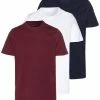 Pier One 3 PACK - Basic T-shirt - White/dark Blue/red
