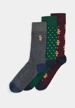 Pier One 3 PACK - Socks - Mottled Grey/dark Green/bordeaux