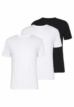 Pier One 3 PACK - Basic T-shirt - Black/ White
