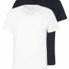 Pier One 2 PACK - Basic T-shirt - White/dark Blue
