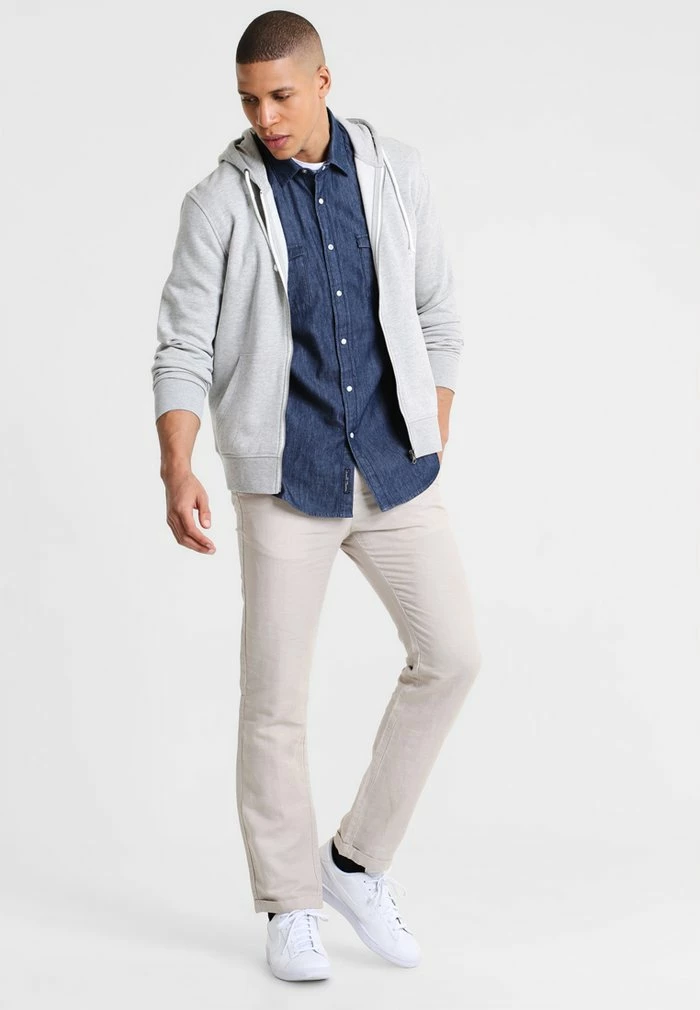 Pier One Zip-up Sweatshirt - Light Grey Melange 2 Pier One Zip-up Sweatshirt - Light Grey Melange - Image 2