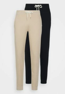 Pier One 2 PACK - Tracksuit Bottoms - Tan/black