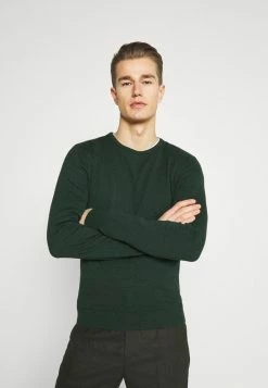 Pier One BASIC CREWNECK - Jumper - Mottled Dark Green